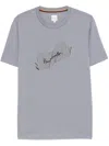 Paul Smith Label Print Crewneck T-shirt In Greyish Blue
