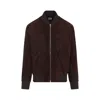 Paul Smith Red Lamb Suede Leather Regular Fit Bomber Jacket In Brown