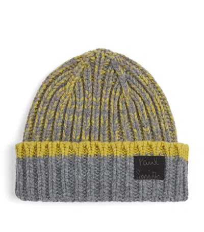 PAUL SMITH LAMBSWOOL RIB-KNIT BEANIE
