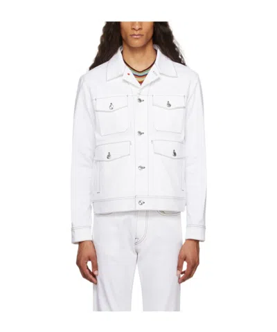 Paul Smith White Western Denim Jacket In 01 Whites