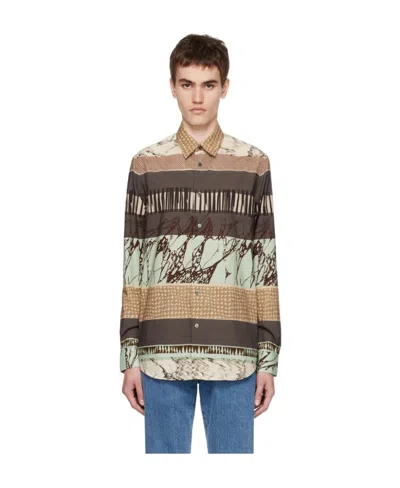 Paul Smith Lapel Long-sleeved Shirt In Brown