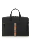 Paul Smith Leather Signature Stripe Briefcase In Black