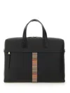 Paul Smith Leather Signature Stripe Briefcase In Black