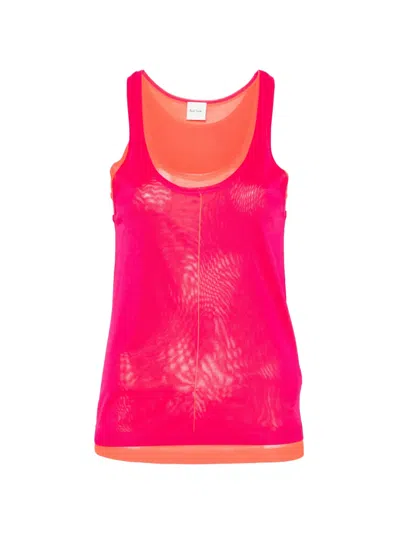 Paul Smith Pink Scoop Neck Layered Tank Top In Multi