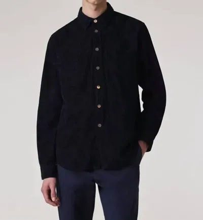 Paul Smith 'le Soir' Print Corduroy Shirt In Dark Navy In Blue
