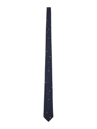 Paul Smith Leafs Tie In Blue