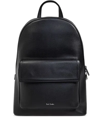 Paul Smith Leather Backpack In Black
