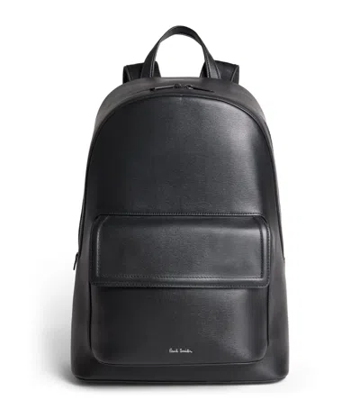 Paul Smith Leather Backpack In Black