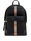 Paul Smith Signature Stripe Leather Backpack In Black