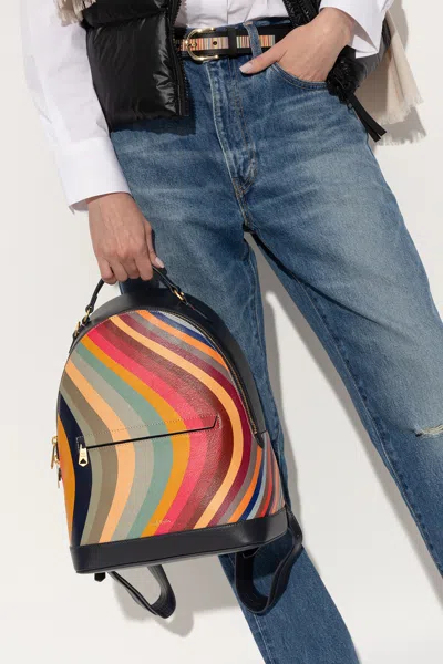 Paul Smith Swirl-print Leather Backpack In Multicolour