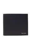 Paul Smith Textured Leather Bifold Wallet With Embossed Signature In Black