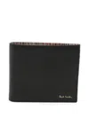 Paul Smith Leather Bifold Wallet Horizontal Folding Design In Black