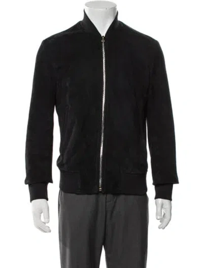 Pre-owned Paul Smith Leather Bomber Jacket In Blue