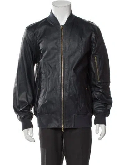 Pre-owned Paul Smith Leather Bomber Jacket W/ Tags In Gray