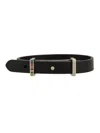 Paul Smith Adjustable Leather Strap Bracelet With Metal Buckle In Black