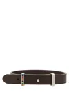 Paul Smith Adjustable Leather Strap Bracelet With Metal Buckle In Brown