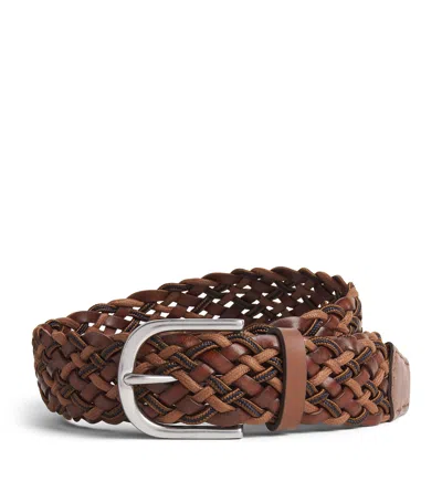 Paul Smith Leather Braided Belt In Brown