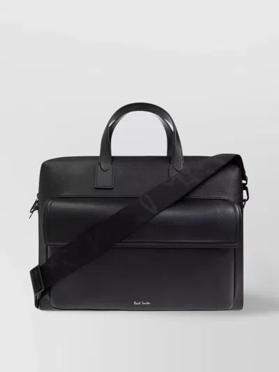 Paul Smith Leather Business Bag With Adjustable Strap In Black