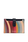 Paul Smith Swirl Print Leather Cardholder In Multicolour