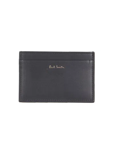 Paul Smith Black Signature Stripe Calf Leather Cardholder
