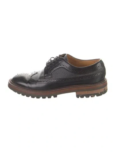 Pre-owned Paul Smith Leather Colorblock Pattern Oxfords In Black