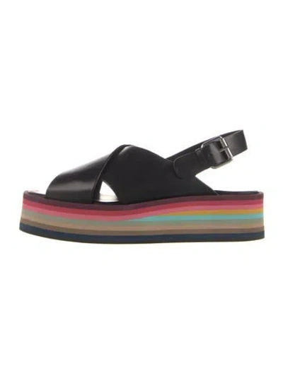Pre-owned Paul Smith Leather Colorblock Pattern Sandals In Black
