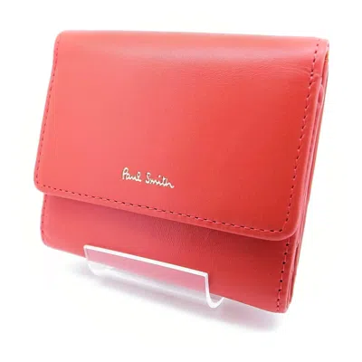 Paul Smith Leather Compact Wallet In Red