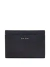 Paul Smith Saffiano Leather Card Holder With In Black