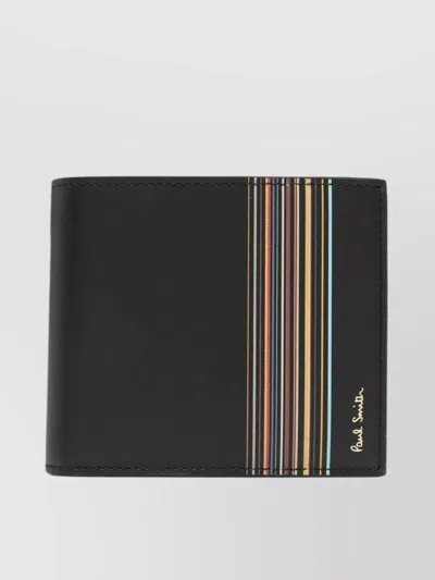 Paul Smith Leather Folded Wallet With Vertical Stripe