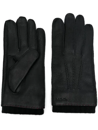 Paul Smith Leather Gloves In Black