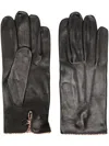 Paul Smith Striped Trim Leather Gloves In Black  