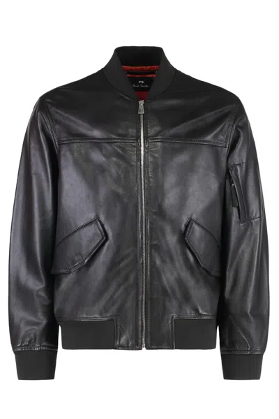 Paul Smith Leather Jacket In Black