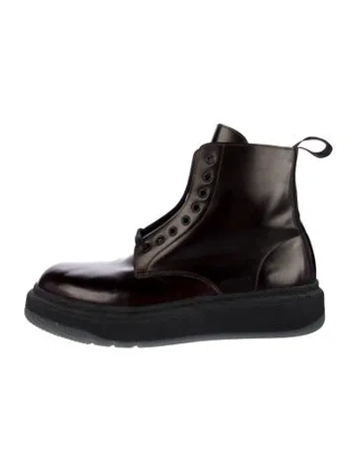 Pre-owned Paul Smith Leather Lace-up Boots In Burgundy