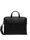 Paul Smith Brown Shadow Stripe Leather Folio Briefcase In Black