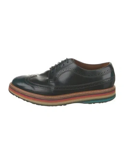 Pre-owned Paul Smith Leather Lasercut Accents Brogues In Green
