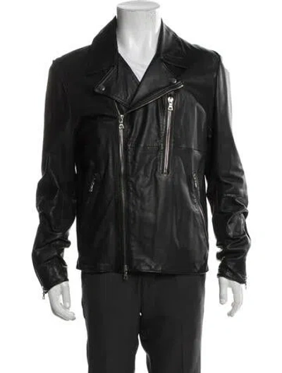 Pre-owned Paul Smith Leather Moto Jacket In Black