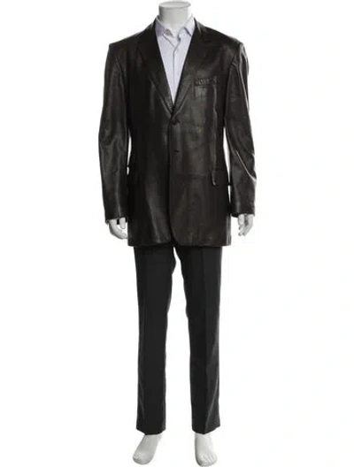 Pre-owned Paul Smith Leather Overcoat In Blue