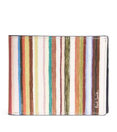 Paul Smith Leather Painted Stripe Bifold Wallet In Multi