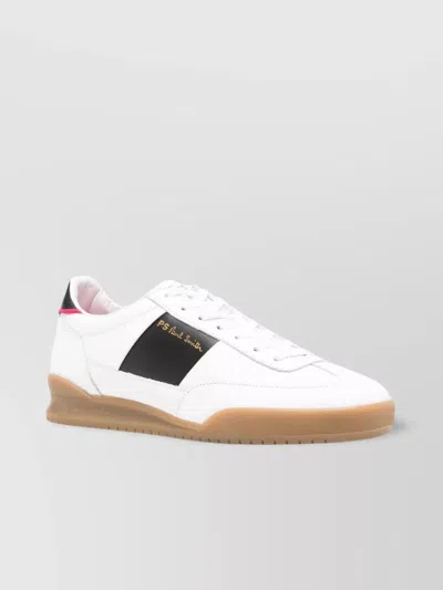 Paul Smith Leather Panelled Round Toe Sneakers In White