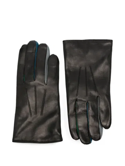 Paul Smith Leather Pin-tucked Gloves In Black