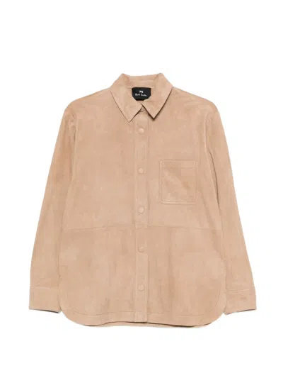 Paul Smith Leather Shirt In Neutral