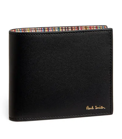 Paul Smith Leather Signature Stripe Bifold Wallet In Black