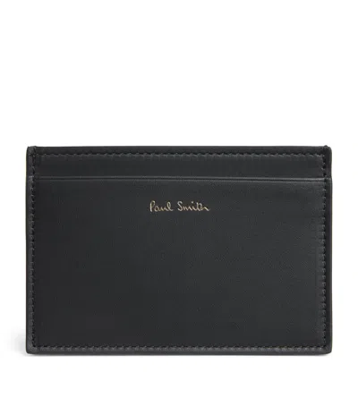 Paul Smith Leather Signature Stripe Card Holder In Black