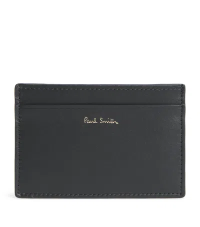 Paul Smith Leather Signature Stripe Card Holder In Black