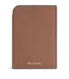 Paul Smith Leather Signature Stripe Card Holder In Brown