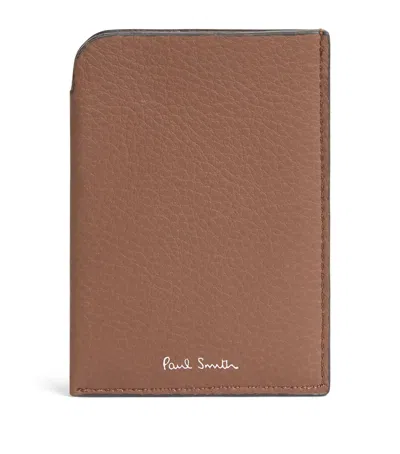 Paul Smith Leather Signature Stripe Card Holder In Brown