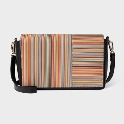 Paul Smith Leather 'signature Stripe' Flap Cross Body Bag Multicolour