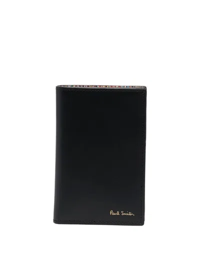 Paul Smith Leather Stripe-print Cardholder In Black