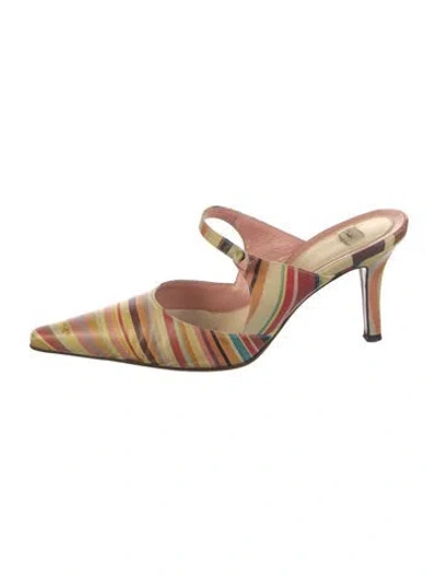 Pre-owned Paul Smith Leather Striped Mules In Neutral
