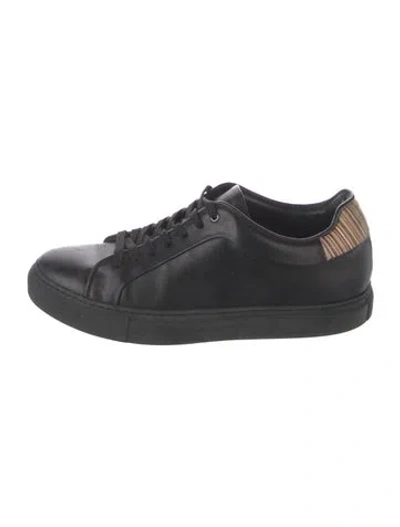 Pre-owned Paul Smith Leather Striped Sneakers In Black